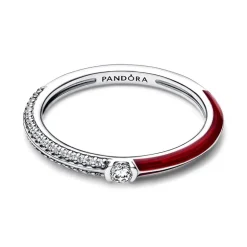 Bague Femme Taille 54 PANDORA ME DOUBLE PAVÉ & ROUGE Argent 925/1000