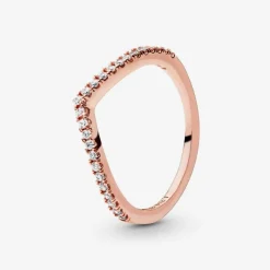 Bague Femme Taille 58 PANDORA VŒU SCINTILLANT Doré Rose 14 Carats