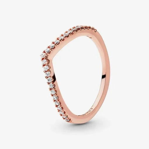 Bague Femme Taille 58 PANDORA VŒU SCINTILLANT Doré Rose 14 Carats