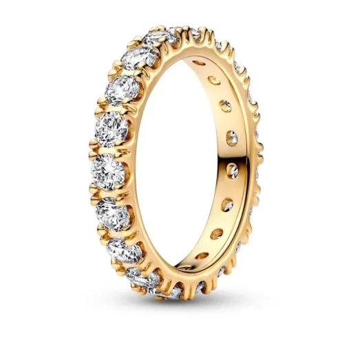 Bague Femme Taille 50 PANDORA ÉTERNITÉ RANG SCINTILLANT Doré 14 Carats