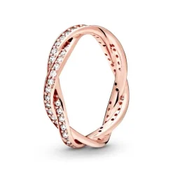 Bague Femme Taille 56 PANDORA TORSADES SCINTILLANTE Doré Rose 14 Carats