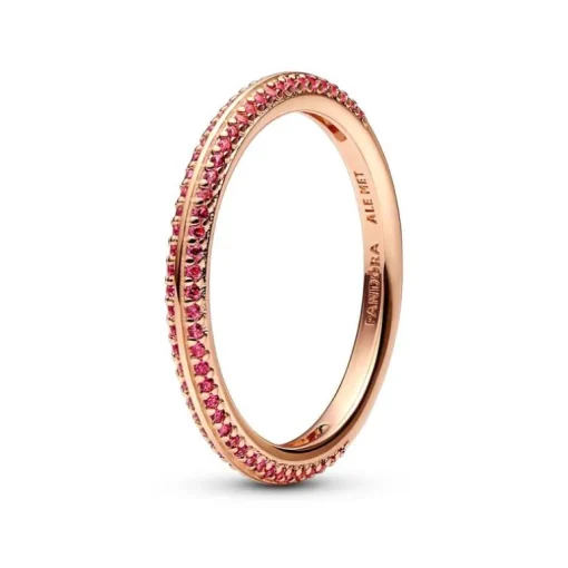 Bague Femme Taille 50 PANDORA ME PAVÉE ROUGE Doré Rose 14 Carats
