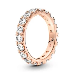 Bague Femme Taille 56 PANDORA ÉTERNITÉ RANG SCINTILLANT Doré Rose 14 Carats