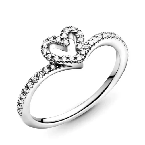 Bague Femme Taille 54 PANDORA CŒUR VŒU SCINTILLANT Argent 925/1000