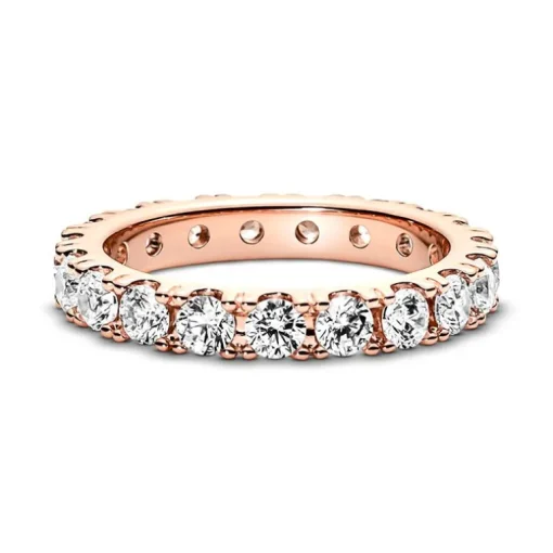 Bague Femme Taille 50 PANDORA ÉTERNITÉ RANG SCINTILLANT Doré Rose 14 Carats