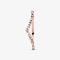 Bague Femme Taille 58 PANDORA VŒU SCINTILLANT Doré Rose 14 Carats