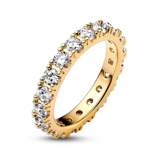 Bague Femme Taille 50 PANDORA ÉTERNITÉ RANG SCINTILLANT Doré 14 Carats