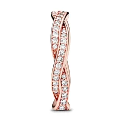 Bague Femme Taille 56 PANDORA TORSADES SCINTILLANTE Doré Rose 14 Carats