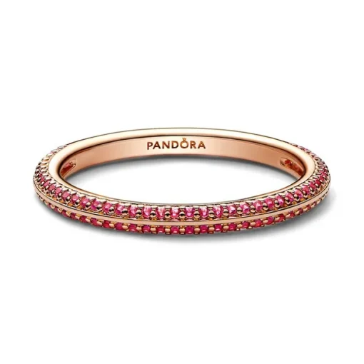 Bague Femme Taille 50 PANDORA ME PAVÉE ROUGE Doré Rose 14 Carats