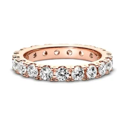 Bague Femme Taille 56 PANDORA ÉTERNITÉ RANG SCINTILLANT Doré Rose 14 Carats