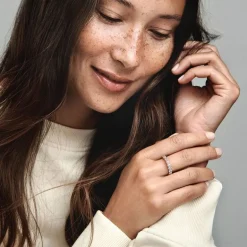 Bague Femme Taille 56 PANDORA ÉTERNITÉ RANG SCINTILLANT Doré Rose 14 Carats