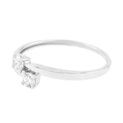 Bague Femme Toi et Moi OR 375/1000 Blanc et Oxydes