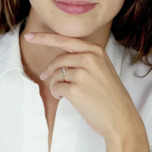 Bague Femme Torsadée OR 750/1000 Bicolore