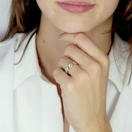 Bague Femme Torsadée OR 375/1000 Bicolore