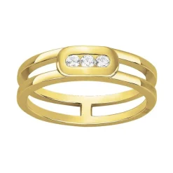 bague femme trilogie EDORA PLAQUE OR et oxydes