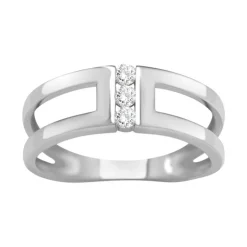 Bague Femme Trilogie EDORA OR 375/1000 Blanc et Oxydes