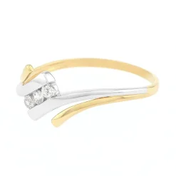 bague femme trilogie EDORA OR 375/1000 bicolore et oxydes