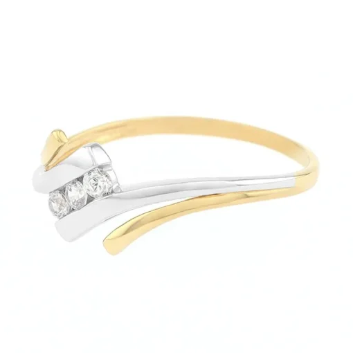 bague femme trilogie EDORA OR 375/1000 bicolore et oxydes