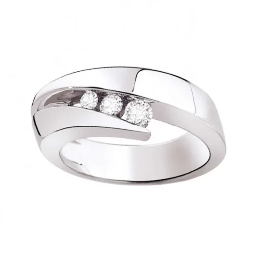 Bague Femme Trilogie GAREL NEIMA Or Blanc 750/1000 Diamant 0,13 Carat