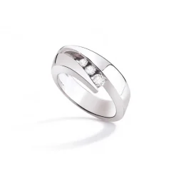 Bague Femme Trilogie GAREL NEIMA Or Blanc 750/1000 Diamant 0,13 Carat