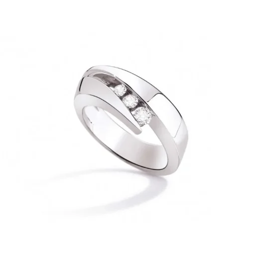 Bague Femme Trilogie GAREL NEIMA Or Blanc 750/1000 Diamant 0,13 Carat