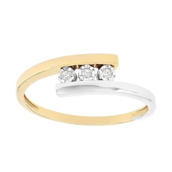 Bague Femme Trilogie OR 375/1000 Bicolore et Oxydes