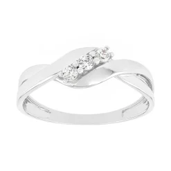 Bague Femme Trilogie OR 375/1000 Blanc et Oxydes
