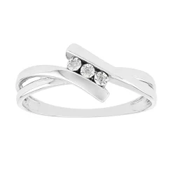 Bague Femme trilogie OR 375/1000 Blanc et diamants