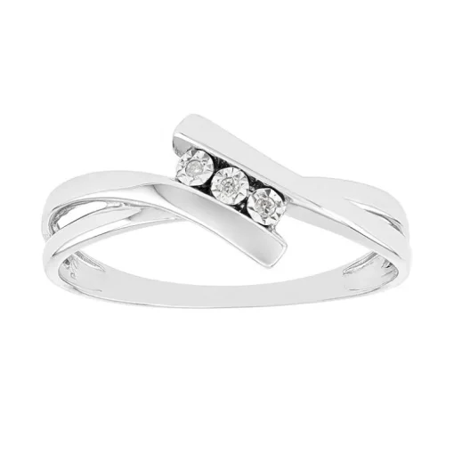 Bague Femme trilogie OR 375/1000 Blanc et diamants