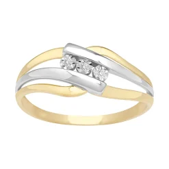 Bague Femme trilogie OR 375/1000 Bicolore et Diamants