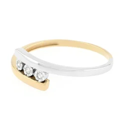 Bague Femme Trilogie OR 375/1000 Bicolore et Oxydes