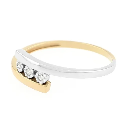 Bague Femme Trilogie OR 375/1000 Bicolore et Oxydes