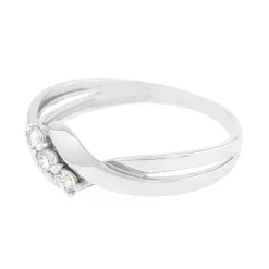 Bague Femme Trilogie OR 375/1000 Blanc et Oxydes