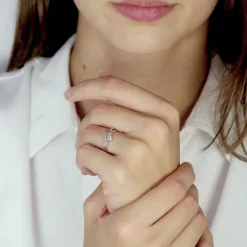 Bague Femme trilogie OR 375/1000 Blanc et diamants