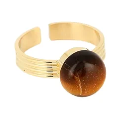 Bague Femme ZAG MISH OEIL DE TIGRE Acier doré