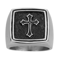 Bague Homme Chevalière Croix PHEBUS LEGEND Acier