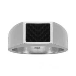 Bague Homme Chevalière PHEBUS Acier Argenté 15-0306