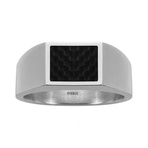 Bague Homme Chevalière PHEBUS Acier Argenté 15-0306