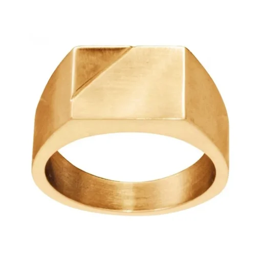 Bague Homme Chevalière PHEBUS Acier Doré 15-0350