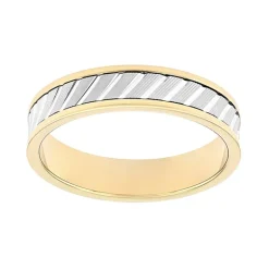 Bague Mixte Alliance diamantée OR 750/1000 bicolore
