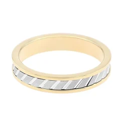Bague Mixte Alliance diamantée OR 750/1000 bicolore
