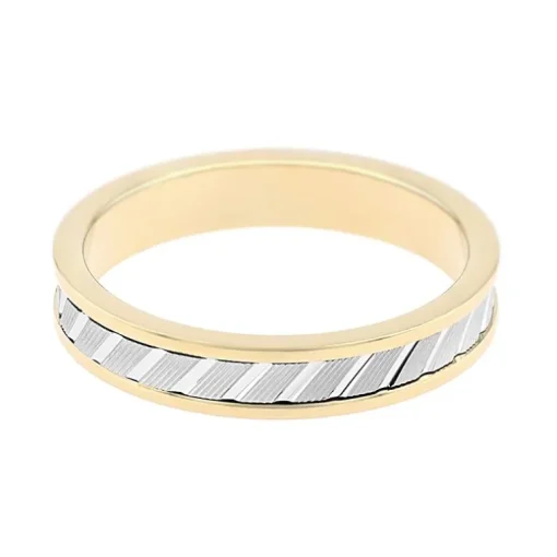 Bague Mixte Alliance diamantée OR 750/1000 bicolore