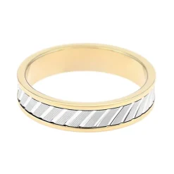 Bague Mixte Alliance diamantée OR 750/1000 bicolore