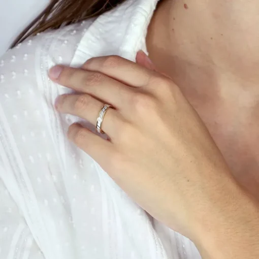 Bague Mixte Alliance diamantée OR 750/1000 bicolore