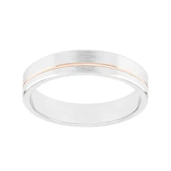 Bague Mixte Alliance ruban OR 750/1000 blanc et doré rose