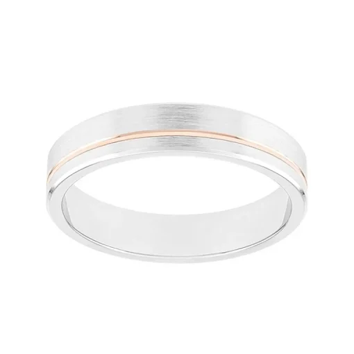Bague Mixte Alliance ruban OR 750/1000 blanc et doré rose