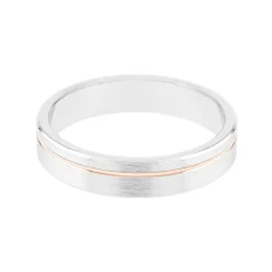 Bague Mixte Alliance ruban OR 750/1000 blanc et doré rose