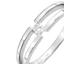 Bague Solitaire Femme EDORA OR 375/1000 Blanc Diamant