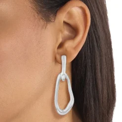 Bouces d'oreilles Femme Pendantes Calvin Klein SCULPTURAL Acier Argenté 35000749