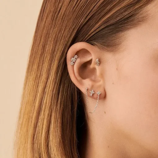 Boucle d'Oreille Femme Piercing Puce Trioflor AGATHA Argent 925/1000 et Oxydes 02320664-136-TU